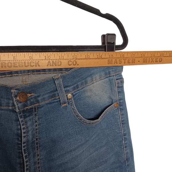 MORTON'S 1981 Dark Medium Blue Distressed High Rise Skinny Denim Jeans 36 - Picture 6 of 8